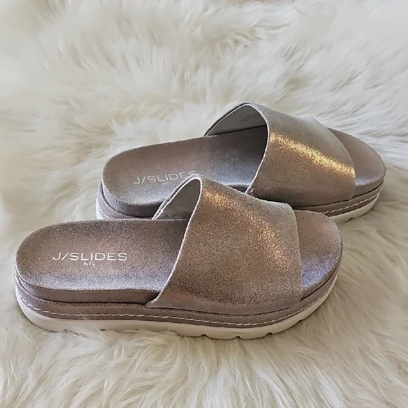 J Slide Bronze Metallic Platform Slide Mules - Picture 7 of 7